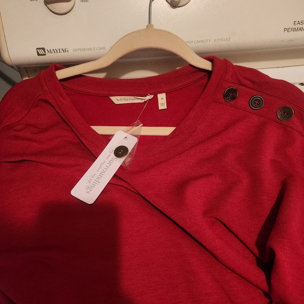 Soft Surroundings Red Tunic Sweater - Picture 3 of 8
